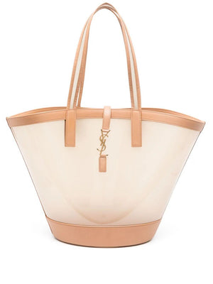 SAINT LAURENT Nude Beige Leather Basket Handbag for Women