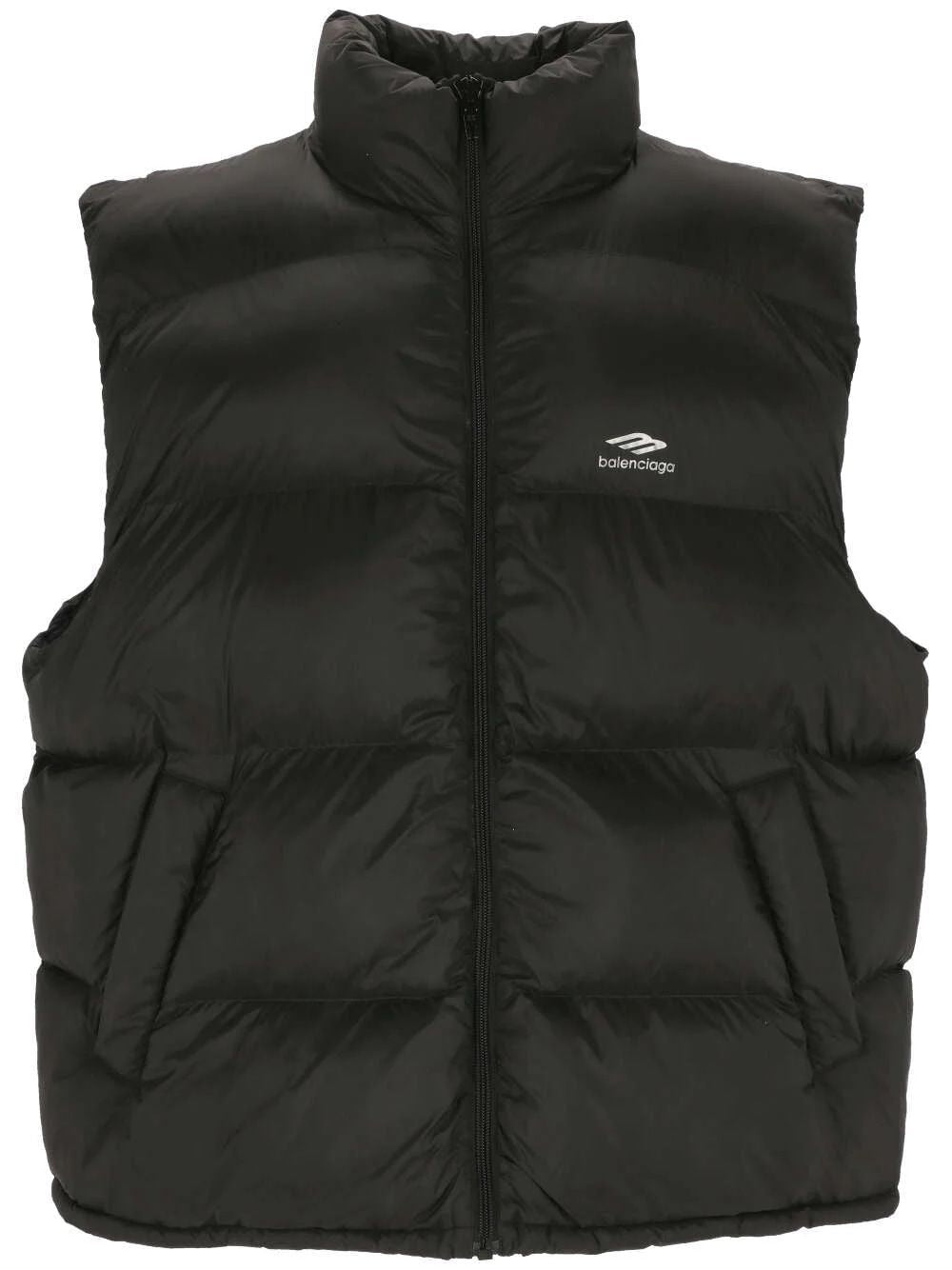 BALENCIAGA Reflective 3B Sport Icon Black Down Waistcoat for Men - SS24 Collection