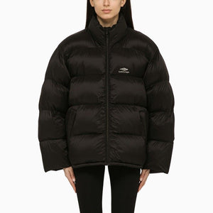 BALENCIAGA Black Nylon Down Jacket with Logo for Women - Season SS24