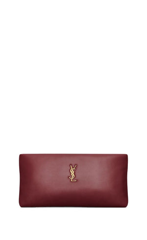 SAINT LAURENT Maroon Monogram Pouch Handbag for Women