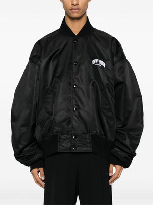 BALENCIAGA Men's Black Nylon Bomber Jacket for SS24