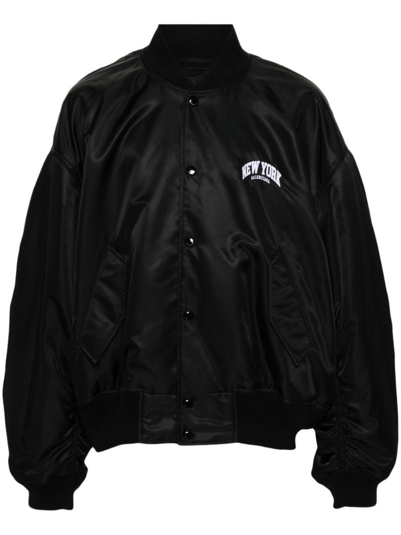 Áo khoác bomber nam nylon đen thời trang SS24