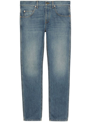 GUCCI Organic Cotton Denim Tapered-Leg Jeans in Navy for Men