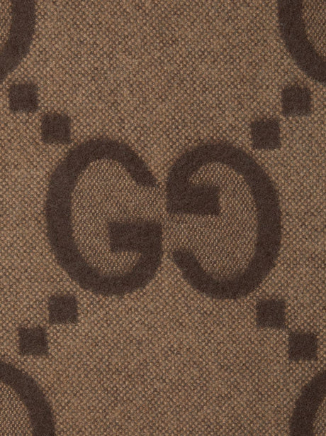 GUCCI Women's GG Wool Poncho - Signature Print, Long Sleeve, Reversible, Fringed Hem