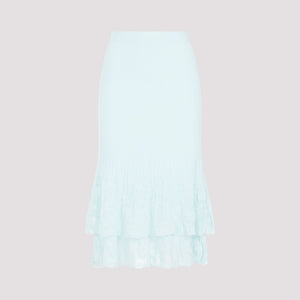 Blue Cotton Midi Skirt for Women