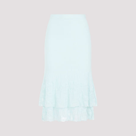 Blue Cotton Midi Skirt for Women