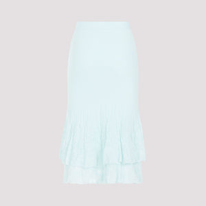 Blue Cotton Midi Skirt for Women