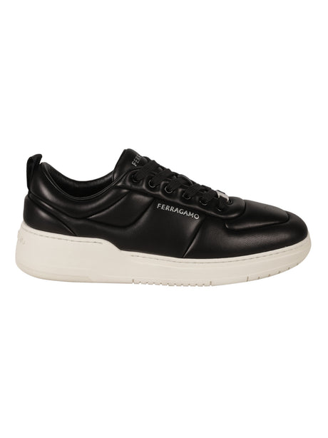 FERRAGAMO Classic Leather Sneakers with Rubber Sole