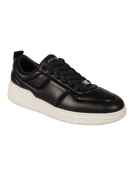 FERRAGAMO Classic Leather Sneakers with Rubber Sole