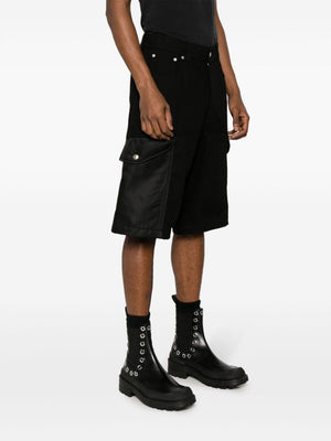 ALEXANDER MCQUEEN Men's Black Hybrid Denim Cargo Shorts for SS24