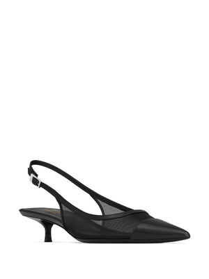 SAINT LAURENT Black Oxalis Slingback Pumps for Women - SS24 Collection