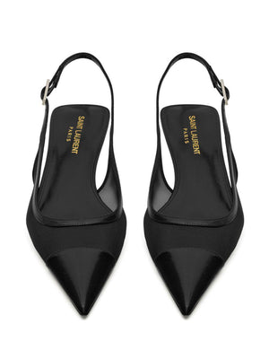 SAINT LAURENT Black Oxalis Slingback Pumps for Women - SS24 Collection