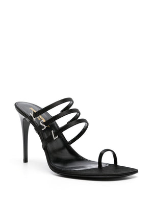 SAINT LAURENT 24SS Women's Black Heeled Sandals - Seasonal Must-Have!