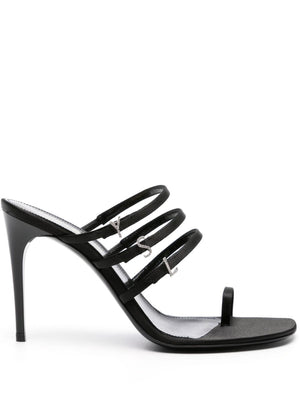 SAINT LAURENT 24SS Women's Black Heeled Sandals - Seasonal Must-Have!