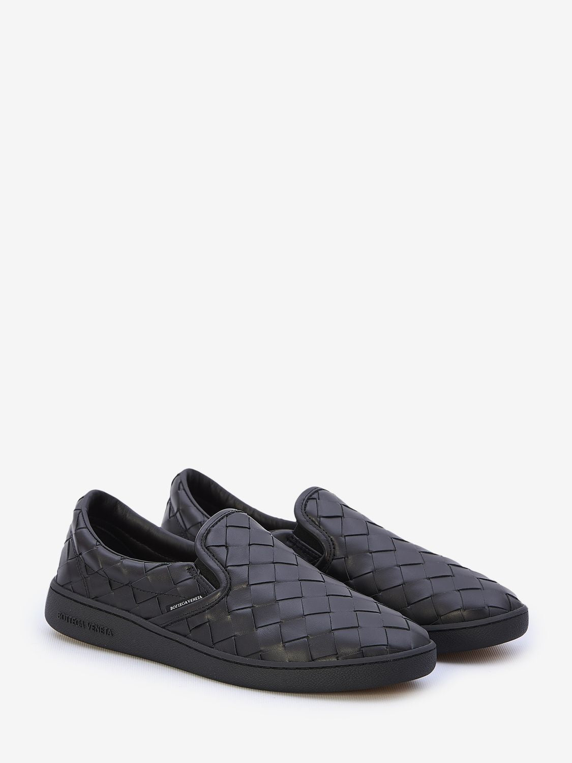 BOTTEGA VENETA Men's Black Leather Slip-On Sneakers for SS24