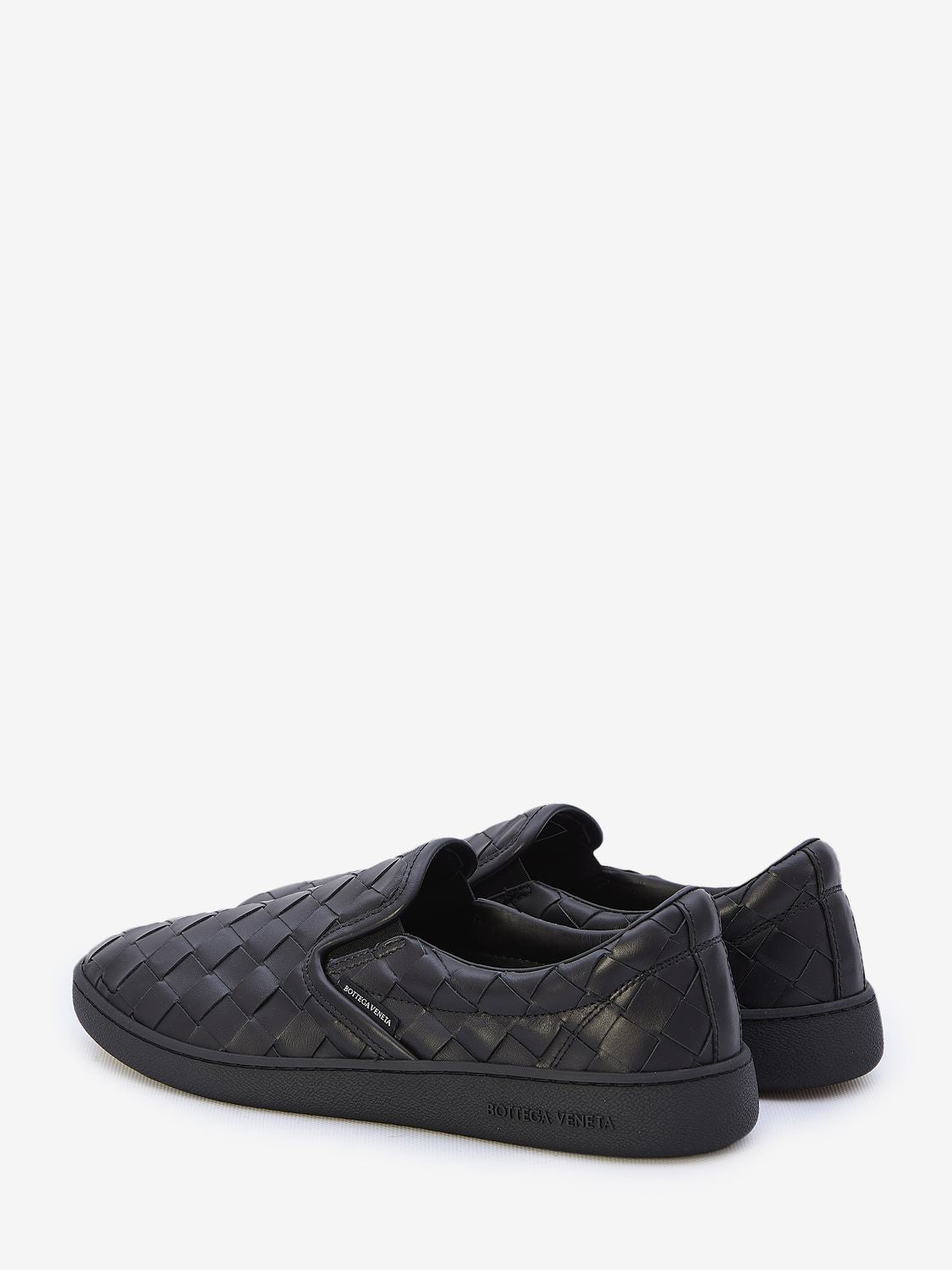 BOTTEGA VENETA Men's Black Leather Slip-On Sneakers for SS24