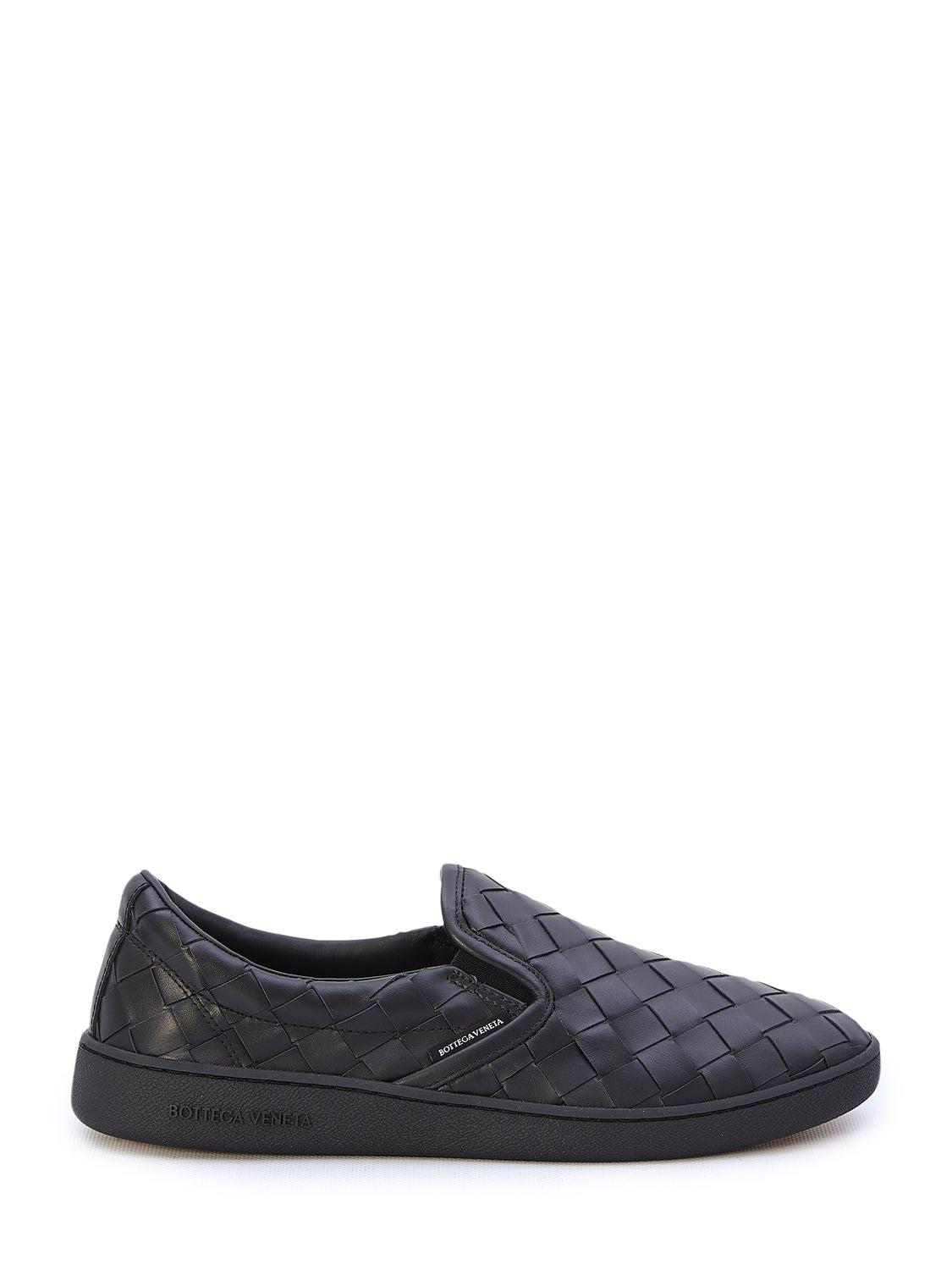 BOTTEGA VENETA Men's Black Leather Slip-On Sneakers for SS24