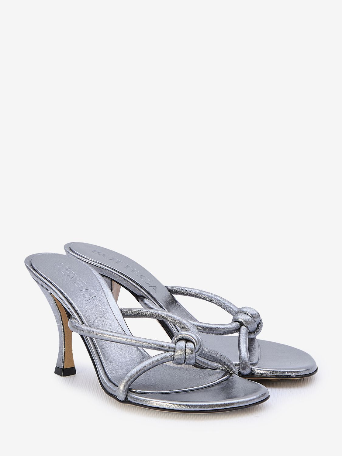 BOTTEGA VENETA Gray Mirror Look Metallic Leather Flat for Women