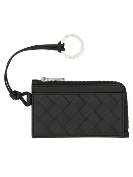 BOTTEGA VENETA Mini Woven Leather Card Holder