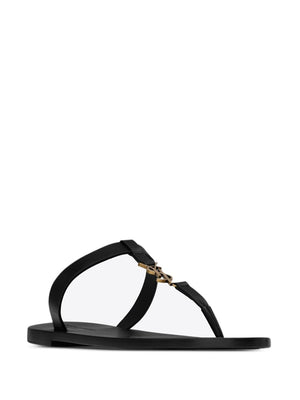 SAINT LAURENT Sophisticated Cassandre Logo Leather Sandals for Men - Nero SS24