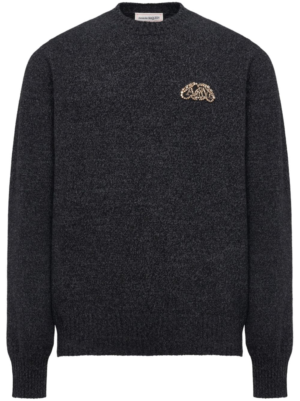 ALEXANDER MCQUEEN Charcoal Grey Wool-Cashmere Blend Sweater