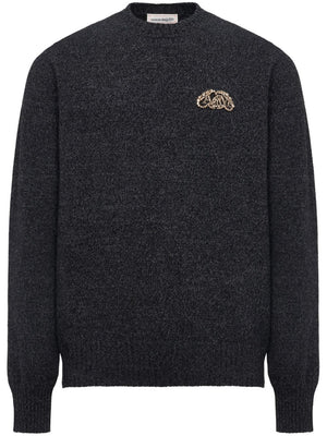 ALEXANDER MCQUEEN Charcoal Grey Wool-Cashmere Blend Sweater