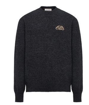 ALEXANDER MCQUEEN Charcoal Grey Wool-Cashmere Blend Sweater