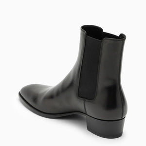 SAINT LAURENT Dark Brown Ankle Boots for Men with Elasticated Side Panels and Low Heel