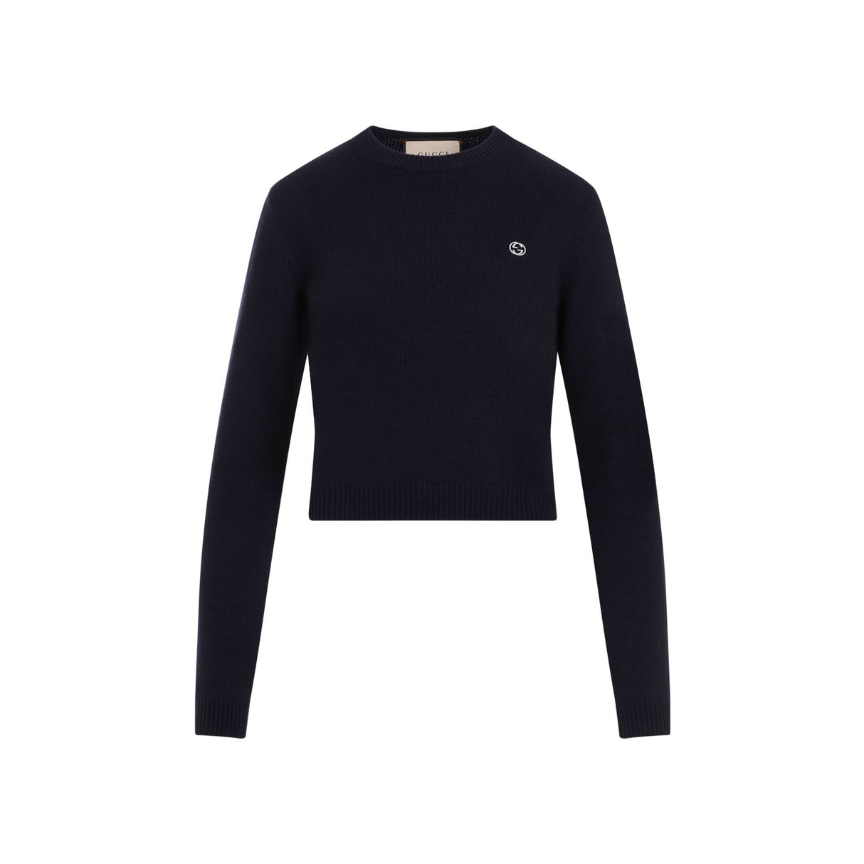 GUCCI Luxurious Navy Ribbed Wool and Cashmere Sweater for SS24 Collection