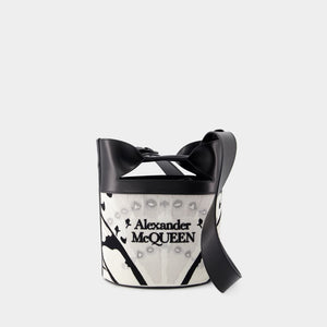 ALEXANDER MCQUEEN White Bucket Bow Crossbody Bag for Women - SS24 Collection