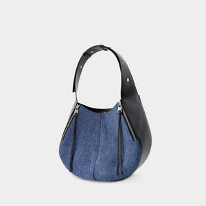 ALEXANDER MCQUEEN Embroidery Detail Navy Denim Shoulder Bag for Women