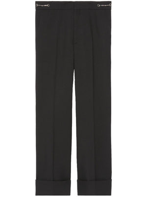 Black Cotton and Wool Trousers for Women - SS24 Collection