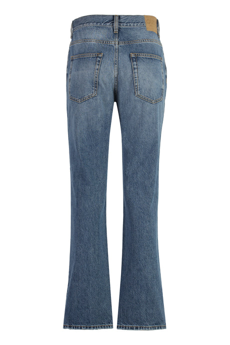 Quần jeans ống slim 5 túi màu xanh cổ điển cho phụ nữ