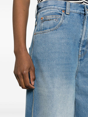 Blue Wide Leg Organic Cotton Denim Jeans