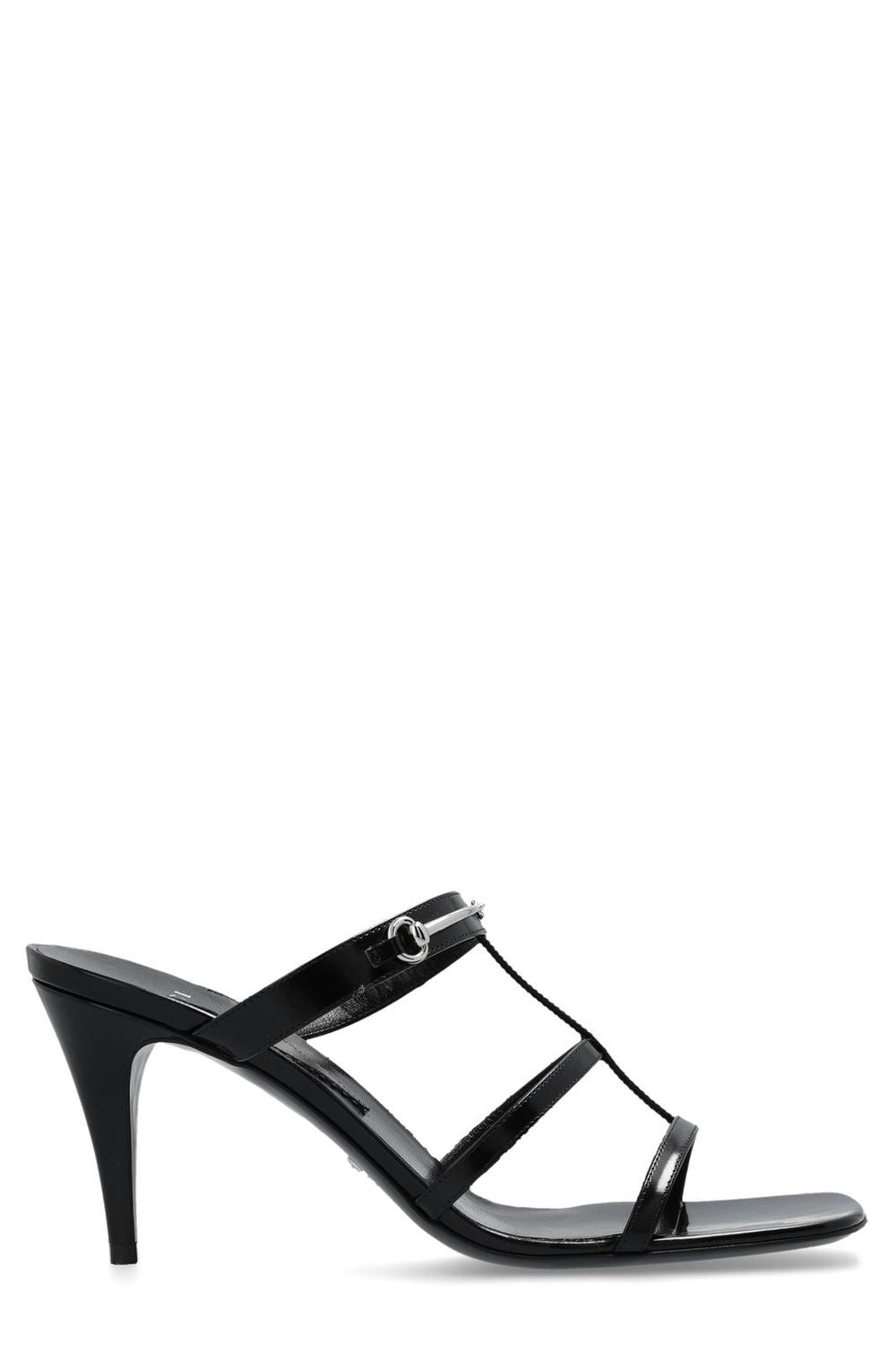 GUCCI Black Divine Leather Sandals for Women with Multi-Way Straps and Signature Horsebit Detail