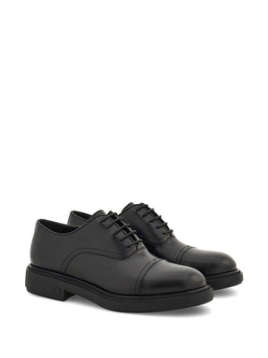 FERRAGAMO Classic Black Leather Lace-Up Shoes for Men