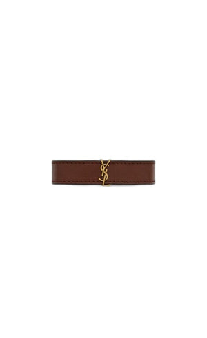 SAINT LAURENT Men's Brown Leather Bracelet with Magnetic Fastening