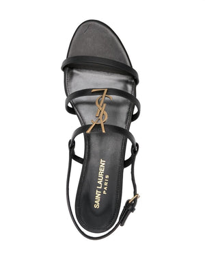 SAINT LAURENT Cassandre Mini Plaque Sandals