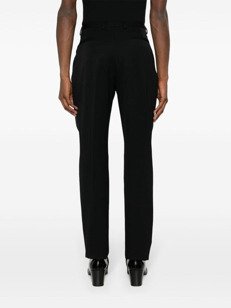 SAINT LAURENT Men's Black High-Waisted Tailored Trousers for SS24