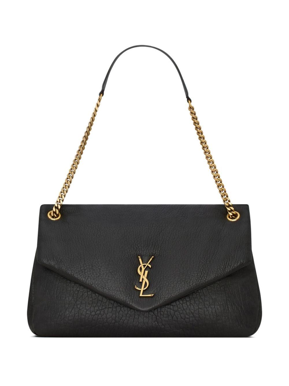 SAINT LAURENT Large Calypso Chain Shopping Bag in Light Musk Lambskin for Women