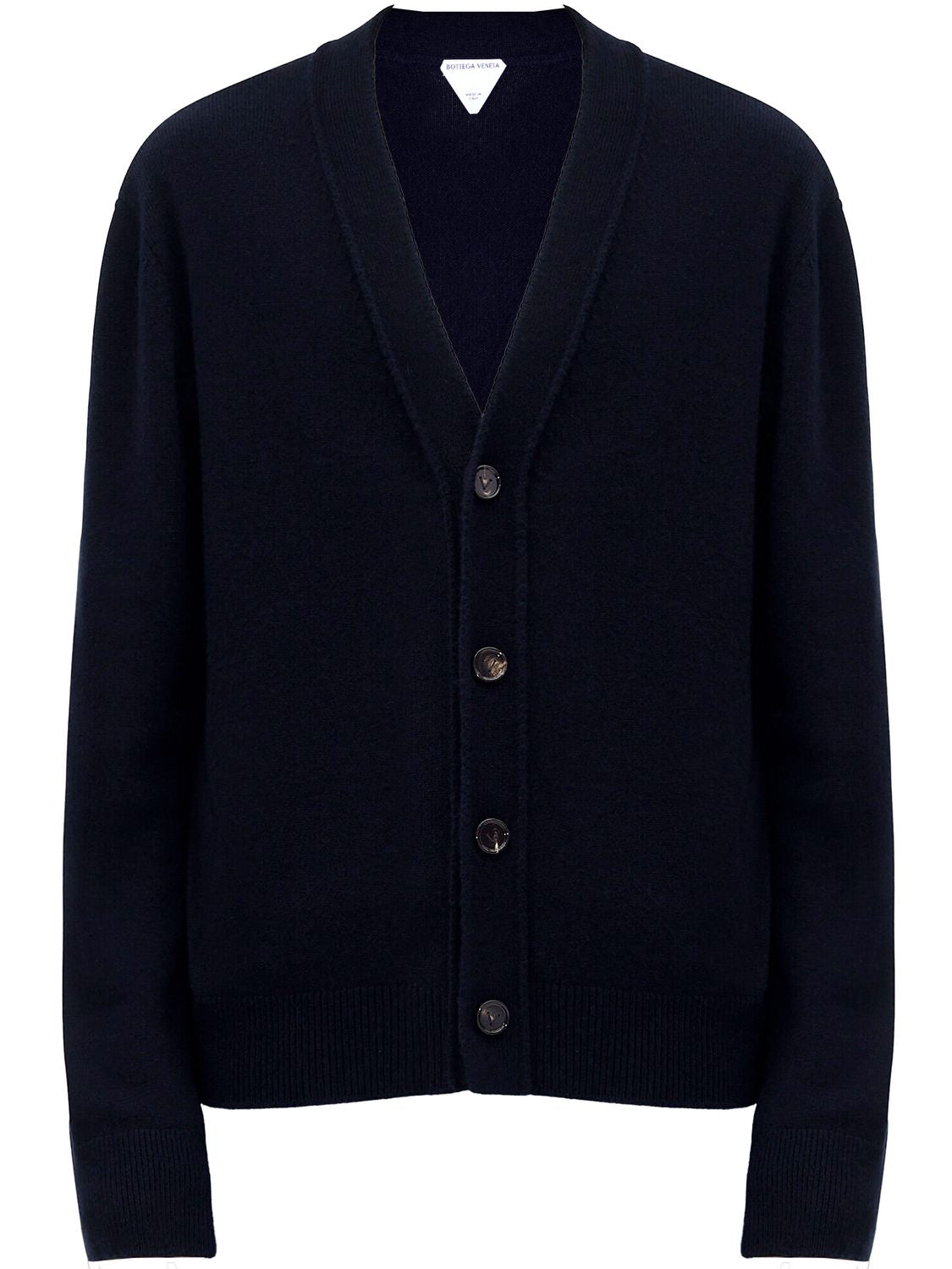 Bold Blue Cashmere Cardigan with Leather Patches and Intreccio Motif