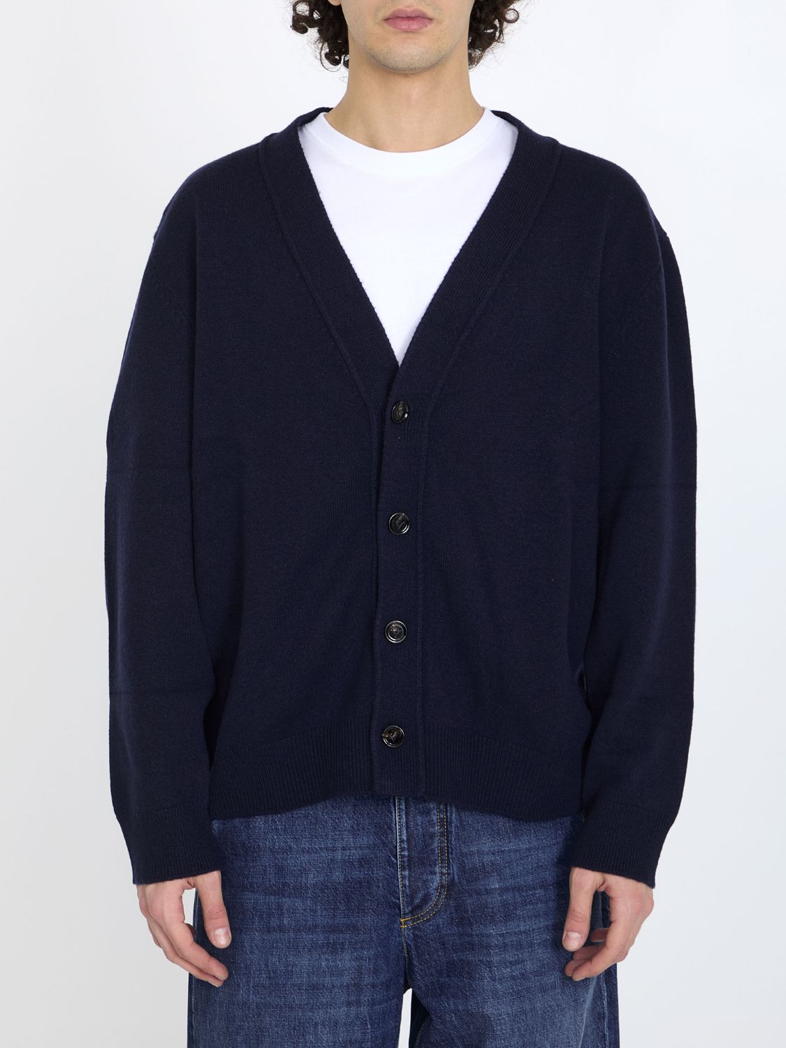 BOTTEGA VENETA Luxurious Navy Cashmere Cardigan for Men - SS24 Collection