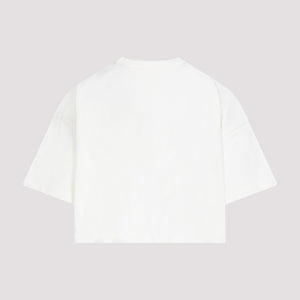 BOTTEGA VENETA SS24 Panna Cotton Crop Top with Front Pocket and Silver Metal Rivets