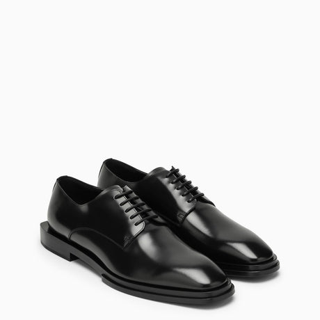 ALEXANDER MCQUEEN Black Leather Lace-Up Moccasins for Men