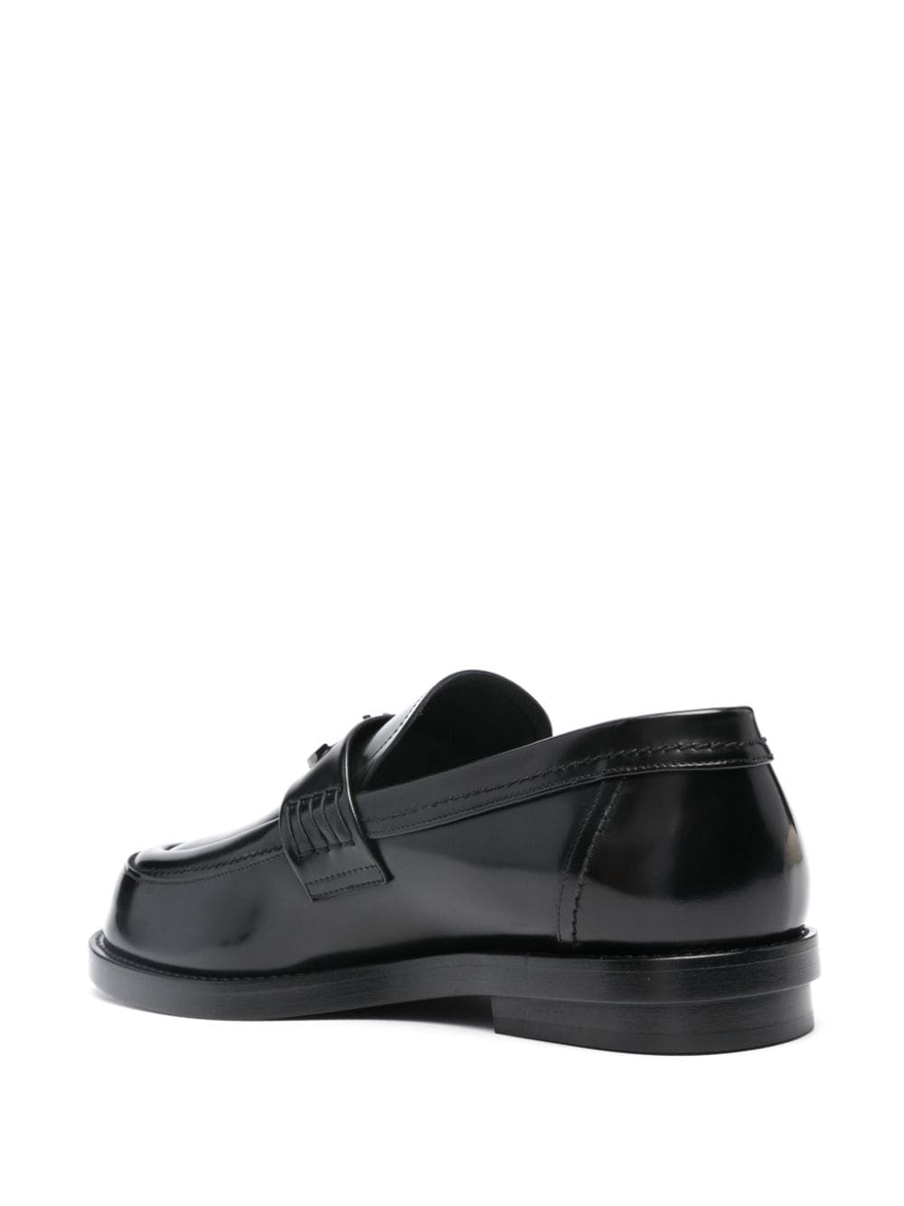 Black Logo Plaque Leather Loafers for Men - SS24 Collection