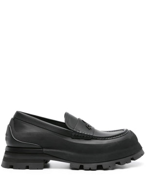 Men's Black Leather Loafers with Signature Logo for Spring/Summer 2024