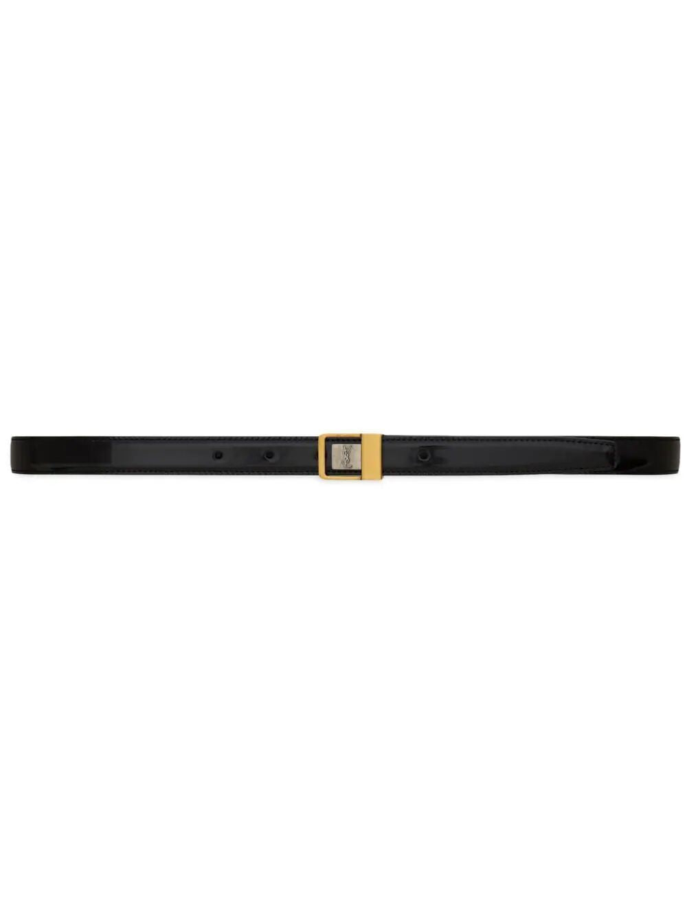 SAINT LAURENT Men's Black Engraved Leather Belt for SS24