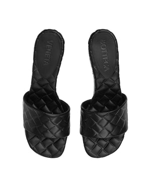 BOTTEGA VENETA INTRECCIATO Black Leather Sandals for Women