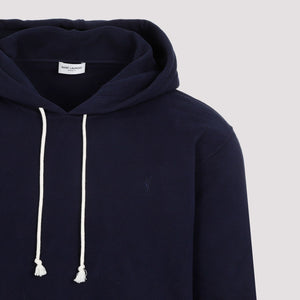 SAINT LAURENT Men's Navy Cotton Hoodie for Spring/Summer 2024