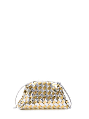 Elegant Mini Pouch Handbag in Gold Lambskin with Wavy Pavimento Effect